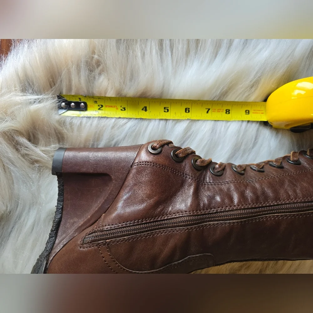 Apepazza Knee High Back Lace Leather Wedge Boots - Picture 9 of 12